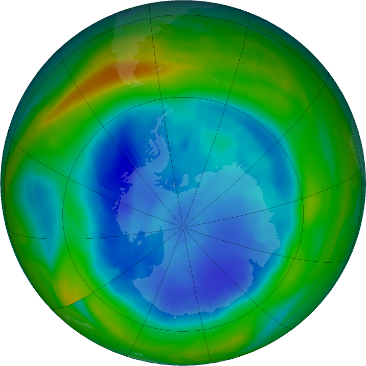 Antarctic ozone map for 19 August 2021